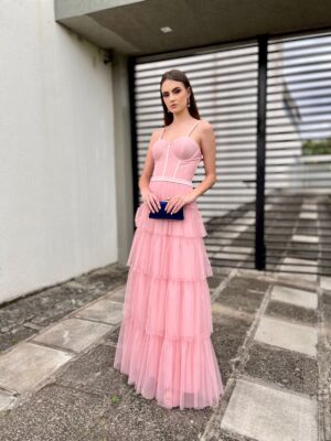 Vestido longo, Rosé de tule